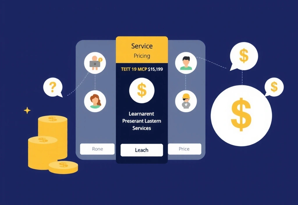 Ilustrace transparentního ceníku s ikonami peněz a služeb