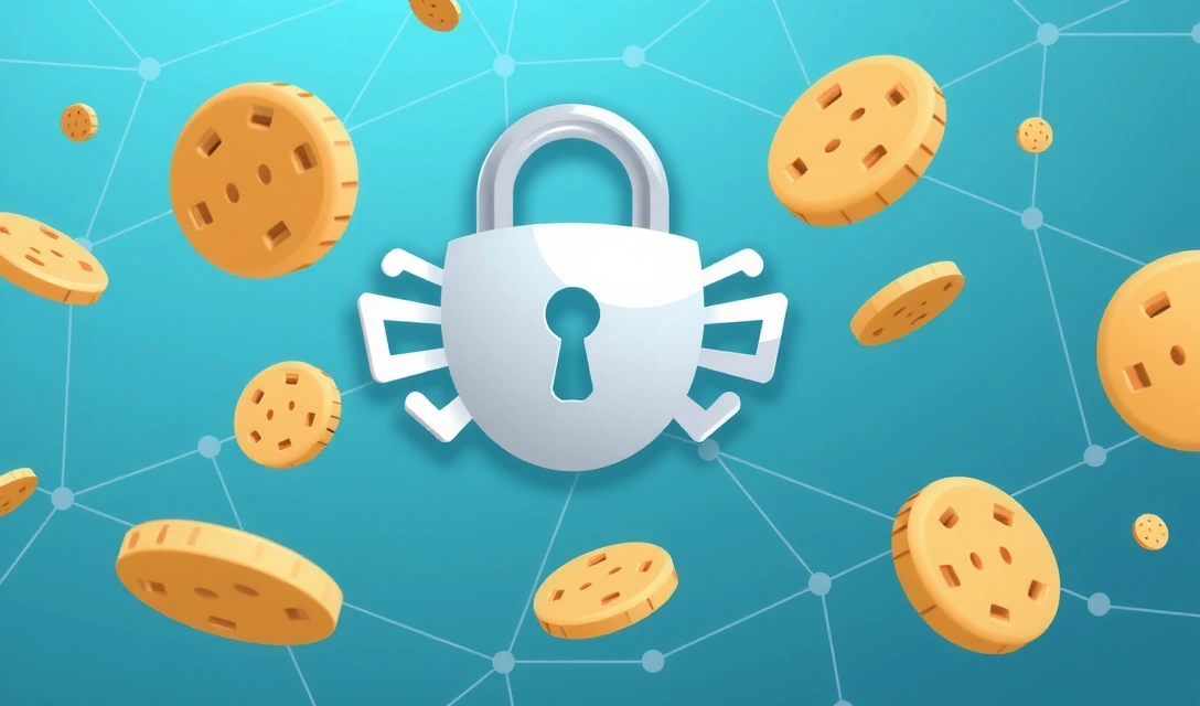 Ilustrace souborů cookie a digitálního zabezpečení